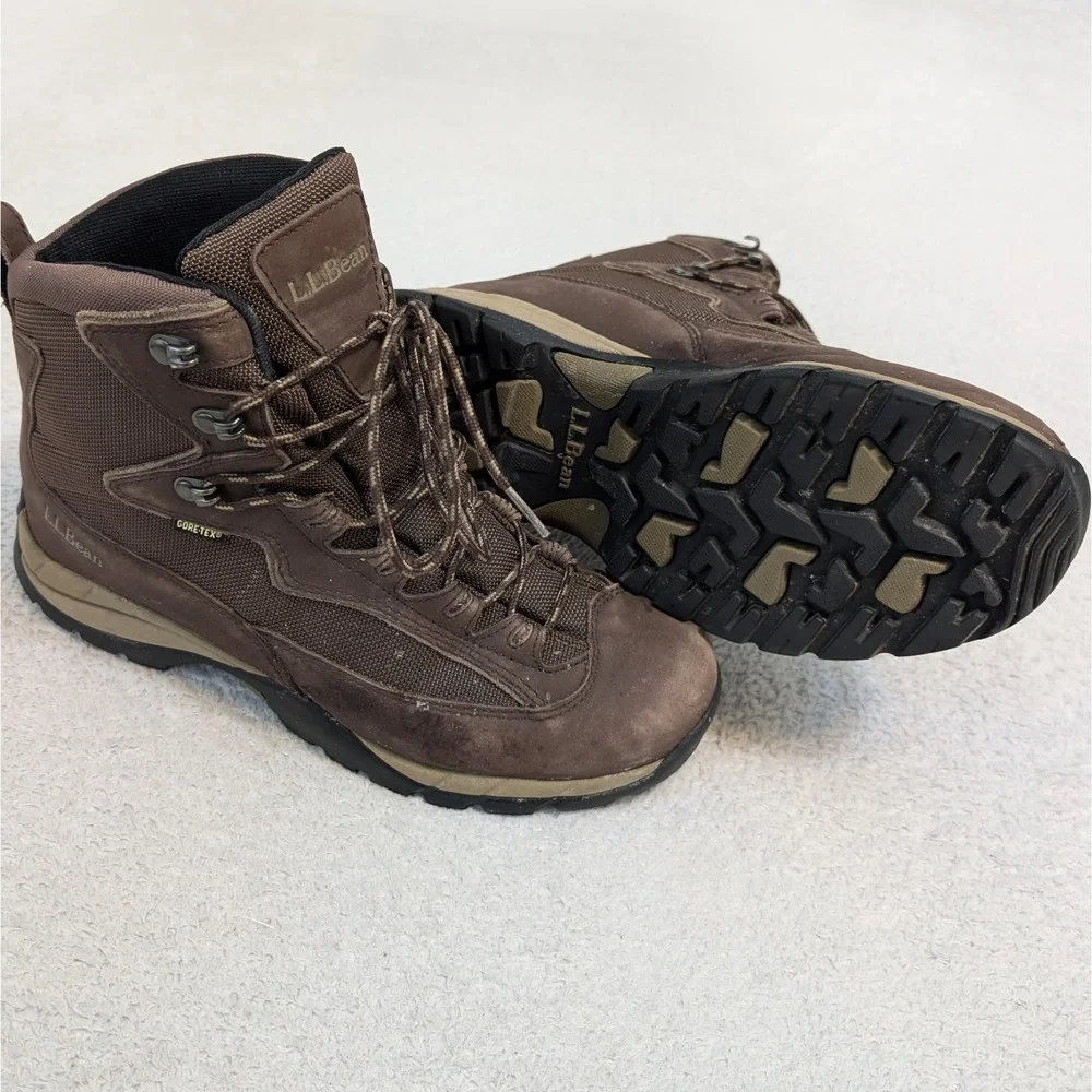 LL‎ Bean Men's Brown Leather Gore-tex Sole Insulated Hiking Boots Size 10 Wide
